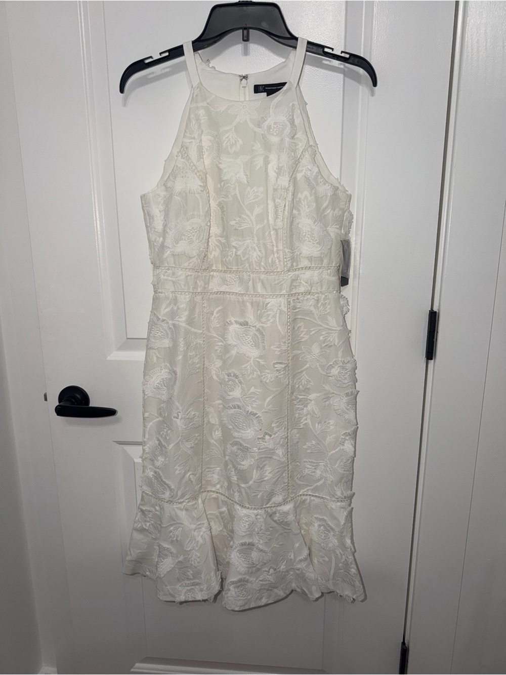 INC International Concepts Women’s White Floral Embroidered Halter Dress Size 4